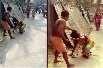 স্ত্রীকে রাস্তায় ফেলে বেধড়ক পেটানোর ভিডিও ভাইরাল
