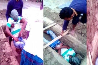 জীবন্ত মানুষকে কবরে নামিয়ে প্রতারণা!

