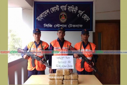 টেকনাফে কোস্টগার্ডের পৃথক অভিযানে ৭০ হাজার ইয়াবা উদ্ধার 