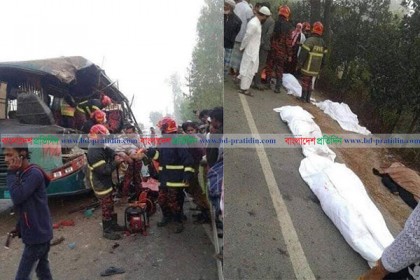 কুমিল্লায় রড বোঝাই ট্রাকের পেছনে বাসের ধাক্কা, নিহত ৫