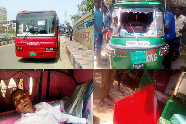 বিশ্ববিদ্যালয়ের বাসের ধাক্কায় আহত ২