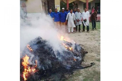মোরেলগঞ্জে ২শ' পিস অবৈধ জাল ধ্বংস