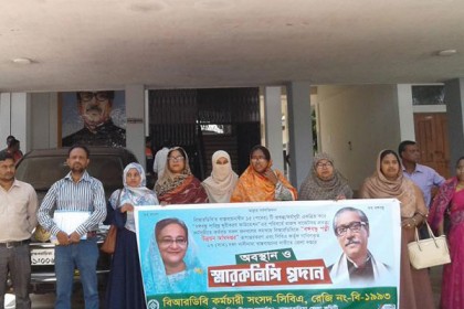 ব্রাহ্মণবাড়িয়ায় বিআরডিবি কর্মচারীদের মানববন্ধন

