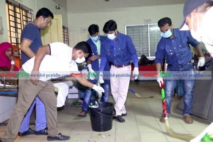 দেড় ঘণ্টায় সদর হাসপাতাল পরিচ্ছন্ন করল যুবলীগ 