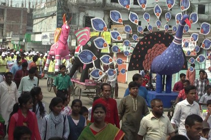 নেত্রকোনায় বর্ষবরণে মঙ্গল শোভাযাত্রা