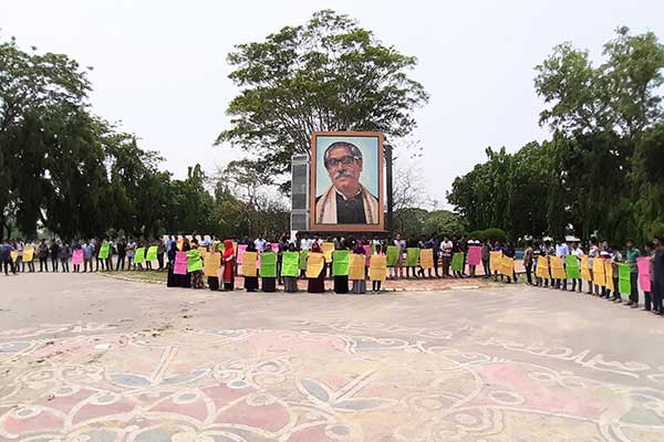 চবি-নোবিপ্রবিতে যৌন হয়রানির প্রতিবাদে ইবি শিক্ষার্থীদের মানববন্ধন