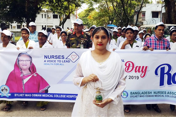 নার্সেস দিবসে বিএনএ ওসমানী হাসপাতাল শাখার র‌্যালি