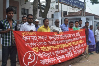 কৃষকের ধান ক্রয়সহ ৬ দাবিতে দিনাজপুরে মানববন্ধন