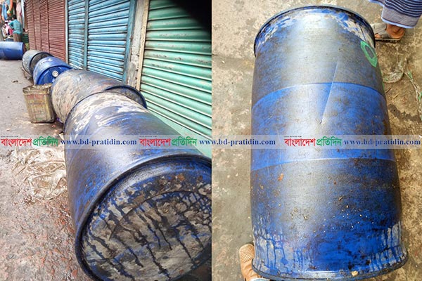 বরিশালে ব্যারেল কেটে জ্বালানি তেল ফেলে দেয়ার অভিযোগ