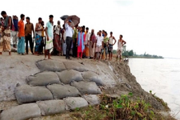 কমছে তিস্তার পানি, ভাঙছে বাঁধ বিলীন ফসল