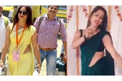 হলুদ শাড়ির সেই পোলিং অফিসারের নীল শাড়িতে উদ্দাম নাচ, ভিডিও ভাইরাল