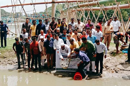 ভালুকায় পোনা মাছ অবমুক্ত ও মৎস্য চাষীদের সঙ্গে মতবিনিময়    