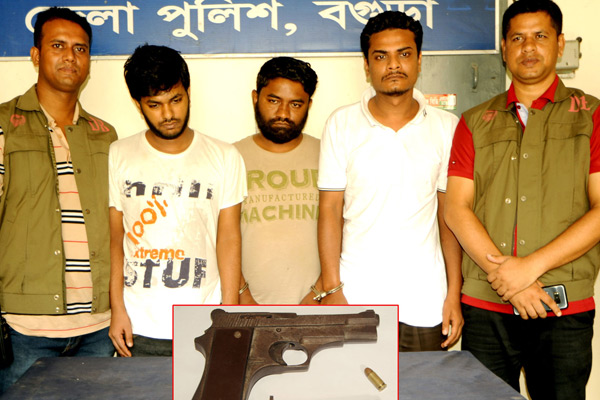 বগুড়ায় বিদেশি পিস্তলসহ ৩ অস্ত্র কারবারী গ্রেফতার