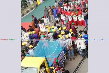 বিএনপির প্রতিষ্ঠাবার্ষিকীর র‌্যালিতে 'মশারি'!