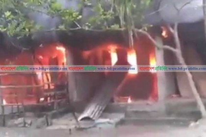 বানারীপাড়ায় ১০ ঘর আগুনে পুড়ে ছাই, আহত ২