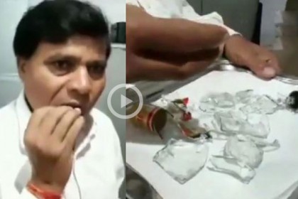 ৪০ বছর ধরে কাচ খাওয়াই যার নেশা (ভিডিও)