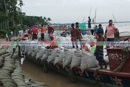 পদ্মায় পানি বৃদ্ধি; নড়িয়া রক্ষা বাঁধে ২০৭ মিটার ধস