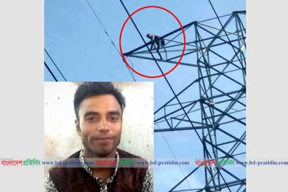 কুমিল্লায় বিদ্যুৎ গ্রিডের টাওয়ারে উঠে যুবকের পাগলামি!