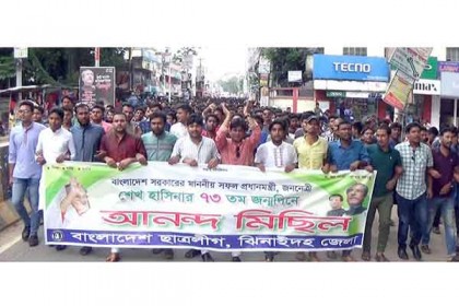 ঝিনাইদহে ছাত্রলীগের আনন্দ মিছিল