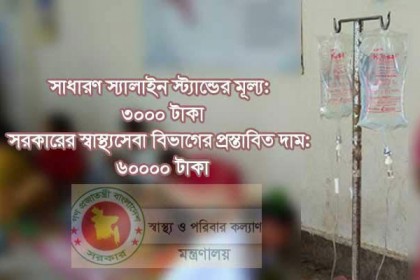 ৩ হাজার টাকার স্যালাইন স্ট্যান্ড ৬০ হাজারে কেনার প্রস্তাব!