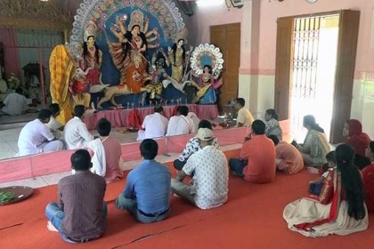 বরিশালে সপ্তমী বিহিত পূজা ও নবপত্রিকা প্রবেশ স্থাপন 