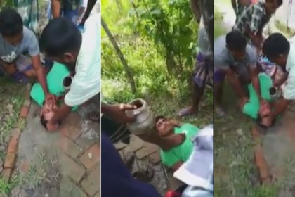 যুবলীগ নেতার নেতৃত্বে যুবককে বেঁধে ময়লা পানি খাওয়ানোর ভিডিও ভাইরাল