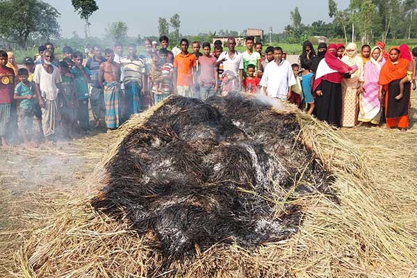 বালু ব্যবসার আধিপত্যের জেরে কৃষকের পাকা ধানে আগুন