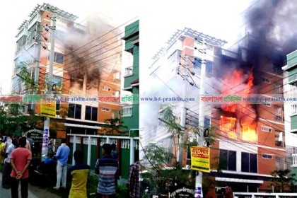 বৈদ্যুতিক সর্টসার্কিট থেকে কুষ্টিয়ায় বহুতল ভবনে অগ্নিকাণ্ড