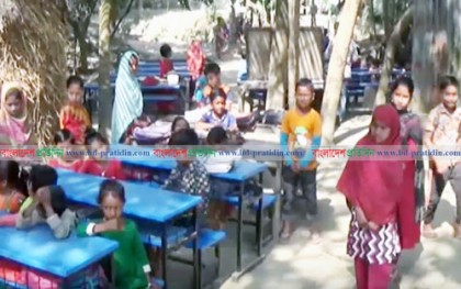 সরকারি স্কুলের পাঠদান বাড়ির আঙ্গিনায়; মসজিদে পরীক্ষা!