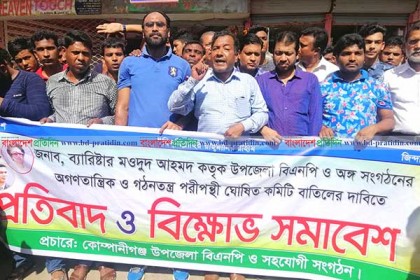 নোয়াখালীতে বিএনপির গঠনতন্ত্র বিরোধী কমিটির প্রতিবাদে বিক্ষোভ