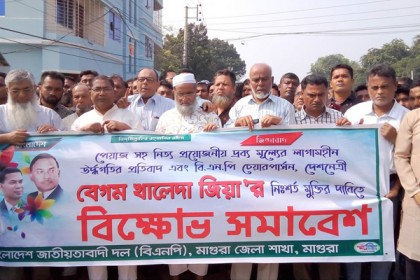পিয়াজের মূল্যবৃদ্ধির প্রতিবাদে মাগুরায় বিএনপির বিক্ষোভ