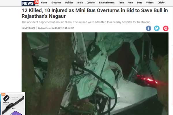 রাজস্থানে সড়ক দুর্ঘটনায় ১২ জন নিহত