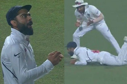 কায়েসের ক্যাচ লুফে আজব অঙ্গভঙ্গিমা কোহলির!