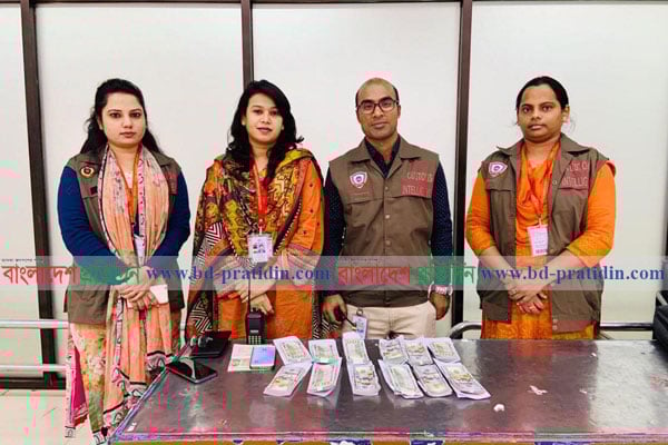 শাহজালাল বিমানবন্দরে বিপুল ডলার জব্দ, আটক ১