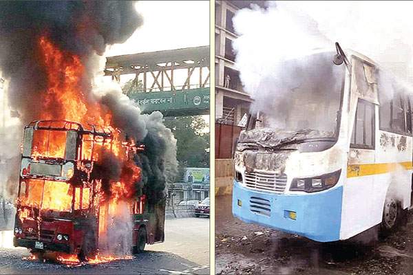 হঠাৎ নগরীতে বাসে আগুন