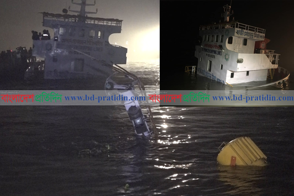 কীর্তনখোলায় ২ নৌযানের সংঘর্ষে ক্লিংকার বোঝাই জাহাজ ডুবি