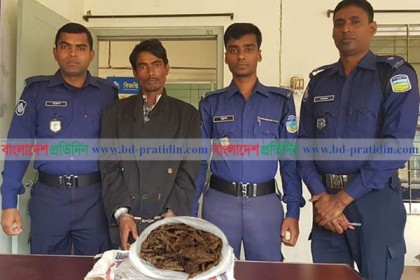 হালুয়াঘাটে পুলিশের হাতে মাদক ব্যবসায়ী আটক