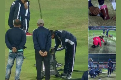 ভারত-শ্রীলঙ্কা ম্যাচে পিচ শুকাতে হেয়ার ড্রায়ার-ইস্ত্রি, সমালোচনার ঝড়