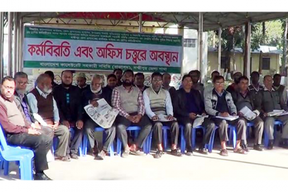 লক্ষ্মীপুরে তৃতীয় শ্রেণির কর্মচারীদের কর্মবিরতি