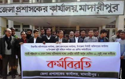 মাদারীপুরে তৃতীয় শ্রেণির কর্মচারীদের কর্মবিরতি সমাবেশ