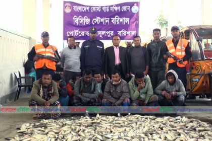 বরিশালে ৭০ মণ জাটকাসহ আটক ৯