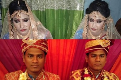 একই রকম দেখতে যমজ বোনের সঙ্গে যমজ ভাইয়ের বিয়ে!