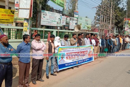 ভালুকায় সাংবাদিকের বিরুদ্ধে মিথ্যা মামলার প্রতিবাদে মানববন্ধন