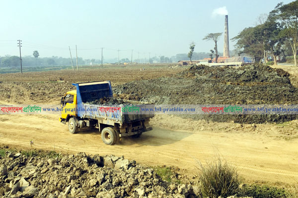ইট বানাতে কৃষি জমির মাটি সাবাড়!
