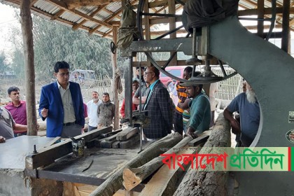 লাইসেন্স না থাকায় দুটি করাতকল মালিককে জরিমানা