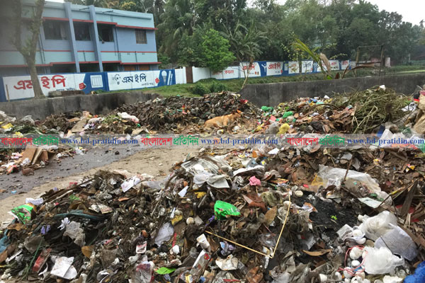 সড়কের উপর ডাস্টবিন