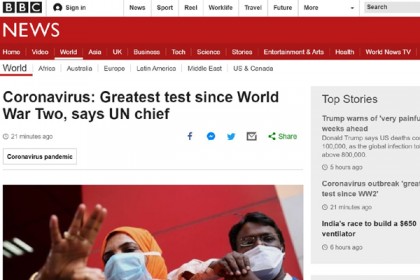 করোনাভাইরাস: দ্বিতীয় বিশ্বযুদ্ধের পর সবচেয়ে বড় চ্যালেঞ্জে বিশ্ব
