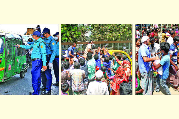 ত্রাণ নিয়ে মারামারি হুড়োহুড়ি