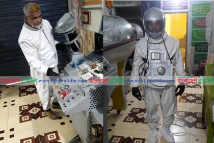 উদ্ভাবক আমির ভেন্টিলেটর ও জীবাণুনাশক পোশাক তৈরি করছেন