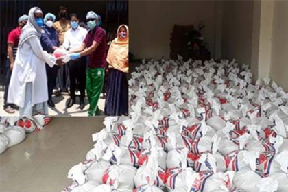 ফুলপুরে কর্মহীন ৩০০ জনের মাঝে ত্রাণ বিতরণ